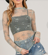 Load image into Gallery viewer, Sheer lace mock beck long sleeve top -multiple colours