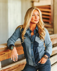 Denim Multi Contrast Button Down (pre order only)