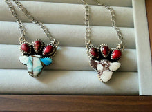 Load image into Gallery viewer, “Gloriana” STERLING SILVER GOLDEN ICE BLUE-DAHLIA ROSE COW NECKLACE