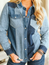 Load image into Gallery viewer, Denim Multi Contrast Button Down (pre order only)
