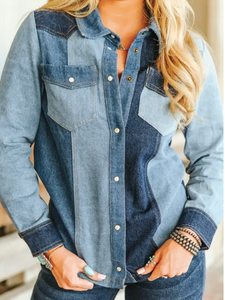 Denim Multi Contrast Button Down (pre order only)
