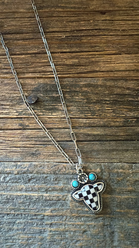 Checkered heifer  necklace