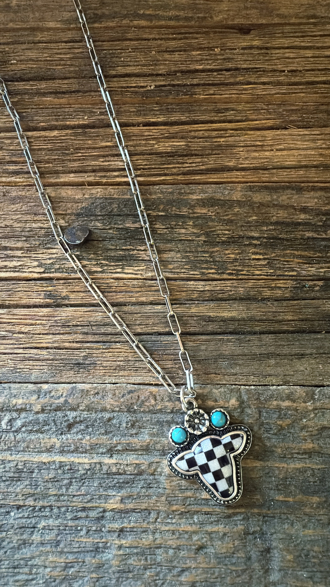 Checkered heifer  necklace