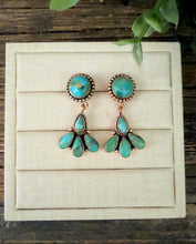 Load image into Gallery viewer, “Galaxy” COPPER &amp; KINGMAN TURQUOISE POST DANGLE EARRINGS