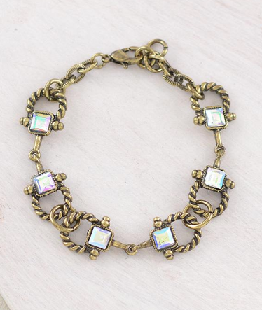 Horsebit chain bracelet-gold/AB