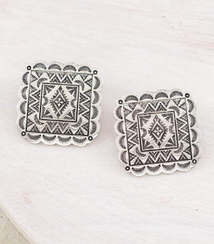 Square concho earrings