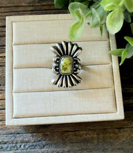Load image into Gallery viewer, “Tamara” PALOMINO TURQUOISE &amp; STERLING ADJUSTABLE SILVER RING