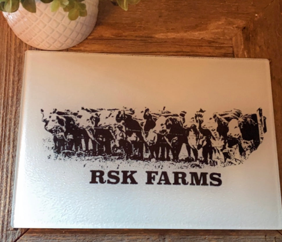 Hereford Herd- Glass Cutting Board(large size)