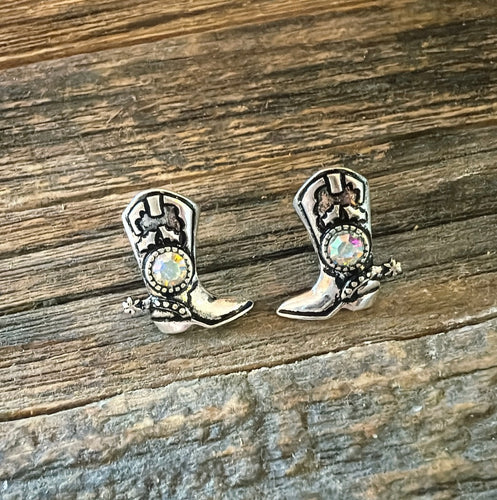 Cowboy boot earrings-iridescent