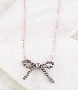 Navajo beaded bow necklace- copper