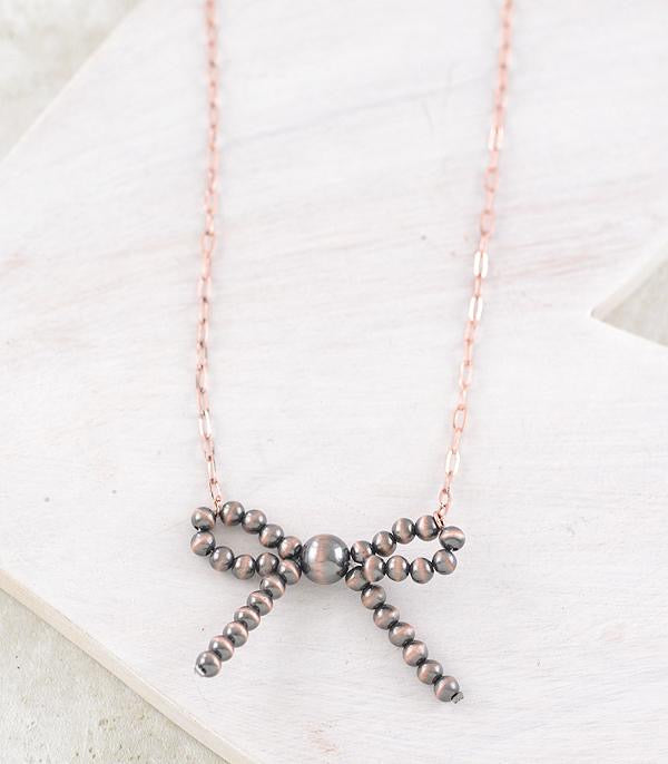 Navajo beaded bow necklace- copper