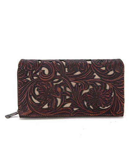 Tooled wallet - coffee