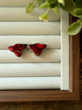 Load image into Gallery viewer, “Sammie” HANDMADE STERLING SILVER COW EARRINGS-Red Rose Dahlia