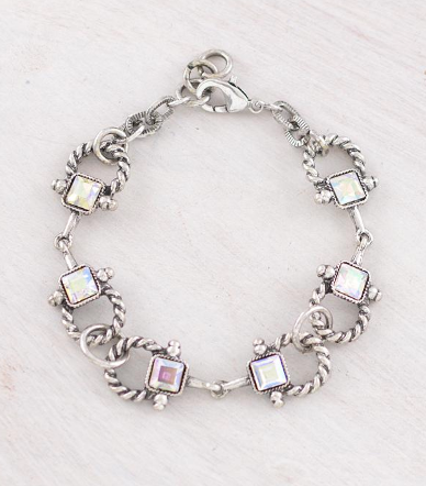 Horsebit chain bracelet-silver/ab