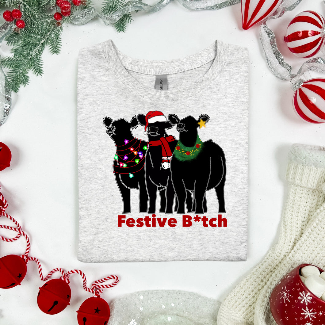 Festive B*tch cow-t shirt