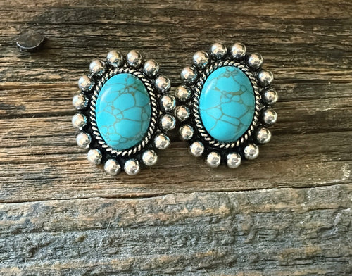 Oval turqupise earrings