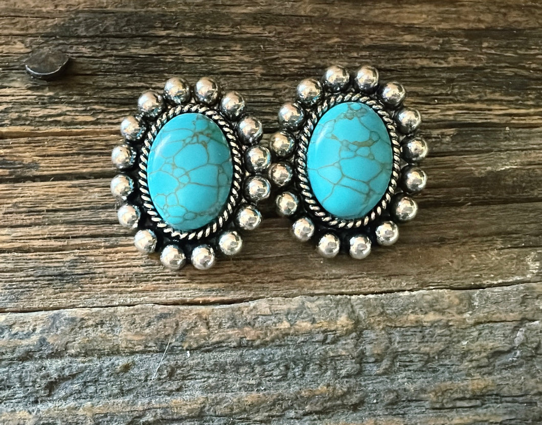 Oval turqupise earrings