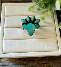 Load image into Gallery viewer, “Forever lady” HANDMADE STERLING SILVER KINGMAN TURQUOISE ADJUSTABLE COW RING