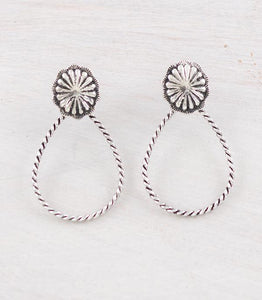 Concho teardrop earrings - silver