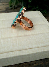 Load image into Gallery viewer, “Sunflower” Copper Kingman Turquoise Adjustable Cluster Ring