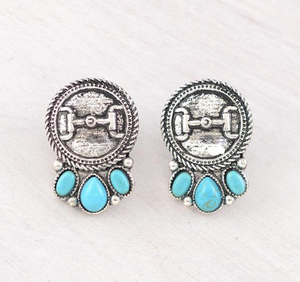 Horse bit concho earrings -turquoise