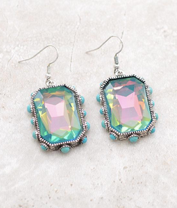 Glass stone turquoise earrings