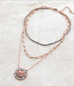 Concho layered necklace -cooper