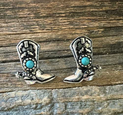 Cowboy boot earrings-turquoise