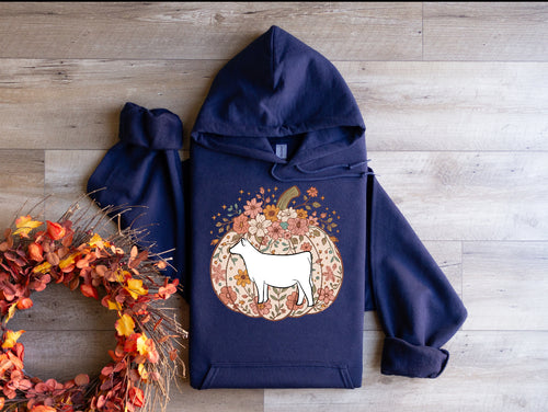 Pumpkin beef hoodie- white