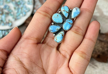 Load image into Gallery viewer, “Marvel”HANDMADE STERLING SILVER GOLDEN HILLS TURQUOISE CLUSTER ADJUSTABLE RING