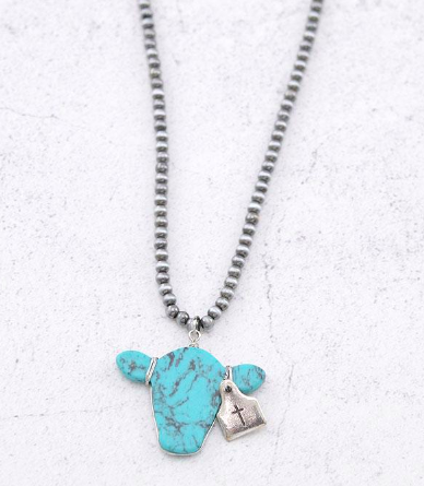 Stone heifer necklace - turquoise