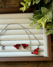 Load image into Gallery viewer, “Sammie” HANDMADE STERLING SILVER COW NECKLACE-Red Rose Dahlia