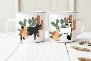 Boho camping mug (cow &lamb)