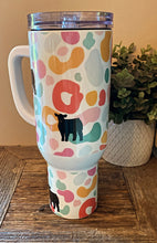 Load image into Gallery viewer, Leopard black heifer 40oz handled tumbler -blemished