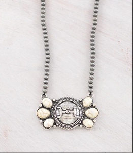 Horse bit concho necklace-white