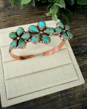 Load image into Gallery viewer, “Stardust” Copper &amp; Kingman Turquoise Cuff Bracelet