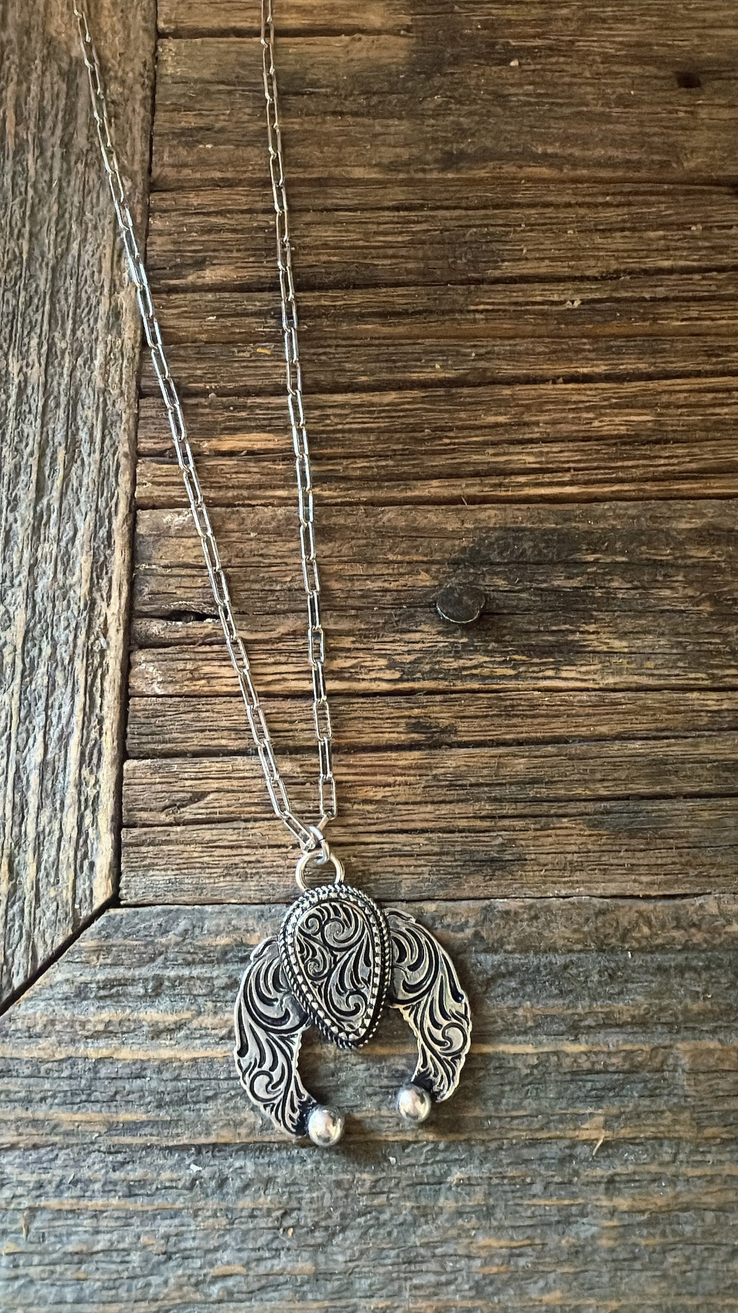 Tooled squash blossom necklace - (multiple colours)