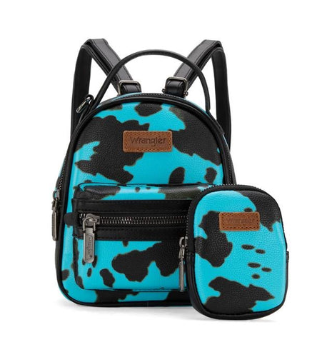 Wrangler cow print mini backpack set-turquoise