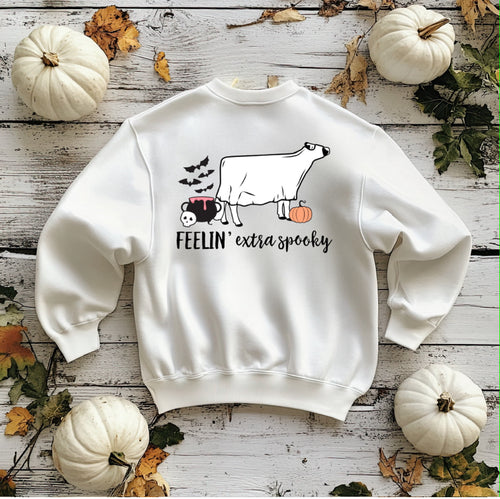 Feelin extra spooky  dairy cow-crewneck