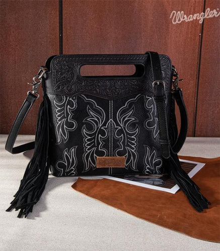 Wrangler boot top tote/crossbody -black