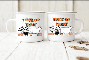 Trick or treat camping mug (beef, dairy, sheep)