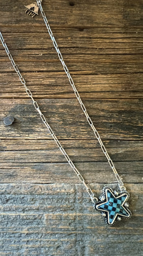 Checkered star necklace