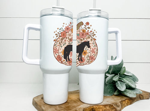 Pumpkin Horse Handled tumbler 40z