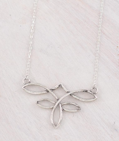 Boot stitch pendant necklace - silver