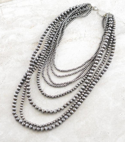 Multi strand navajo pearl necklace -silver