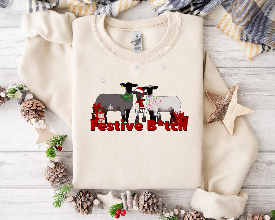 Festive B*tch - lamb crew neck