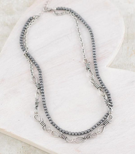 Navajo pearl and barbwire - silver