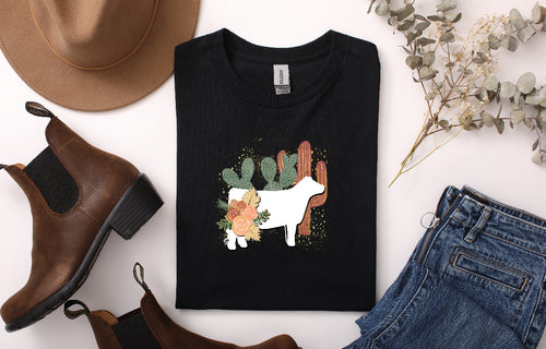 Boho cow-white- T shirt (multiple colours)