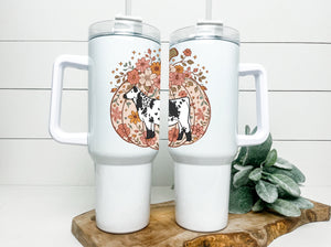 Pumpkin Beef  Handled tumbler 40z - ( multiple breed selections)