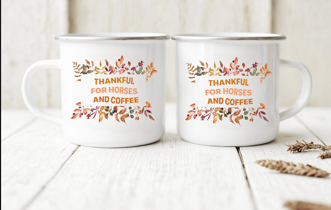 Horses & coffee  camping mug